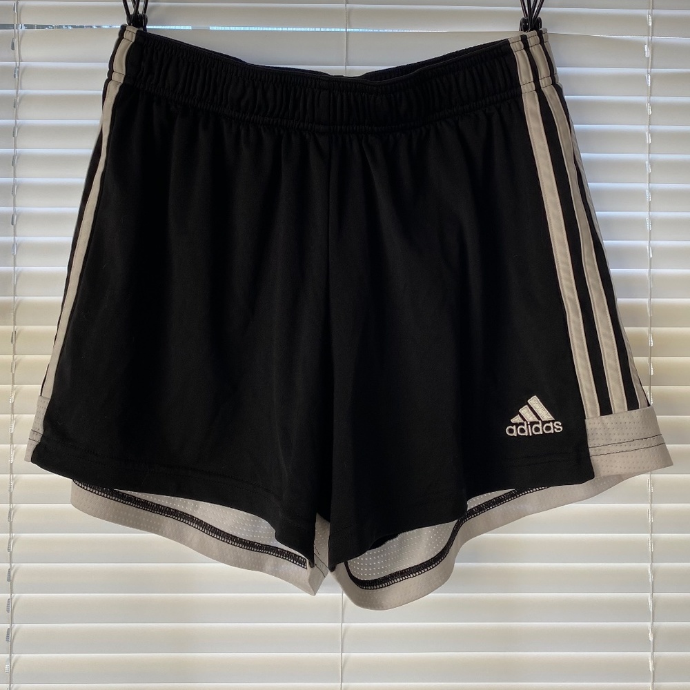 Adidas Black White Strip Mid Rise Running Shorts